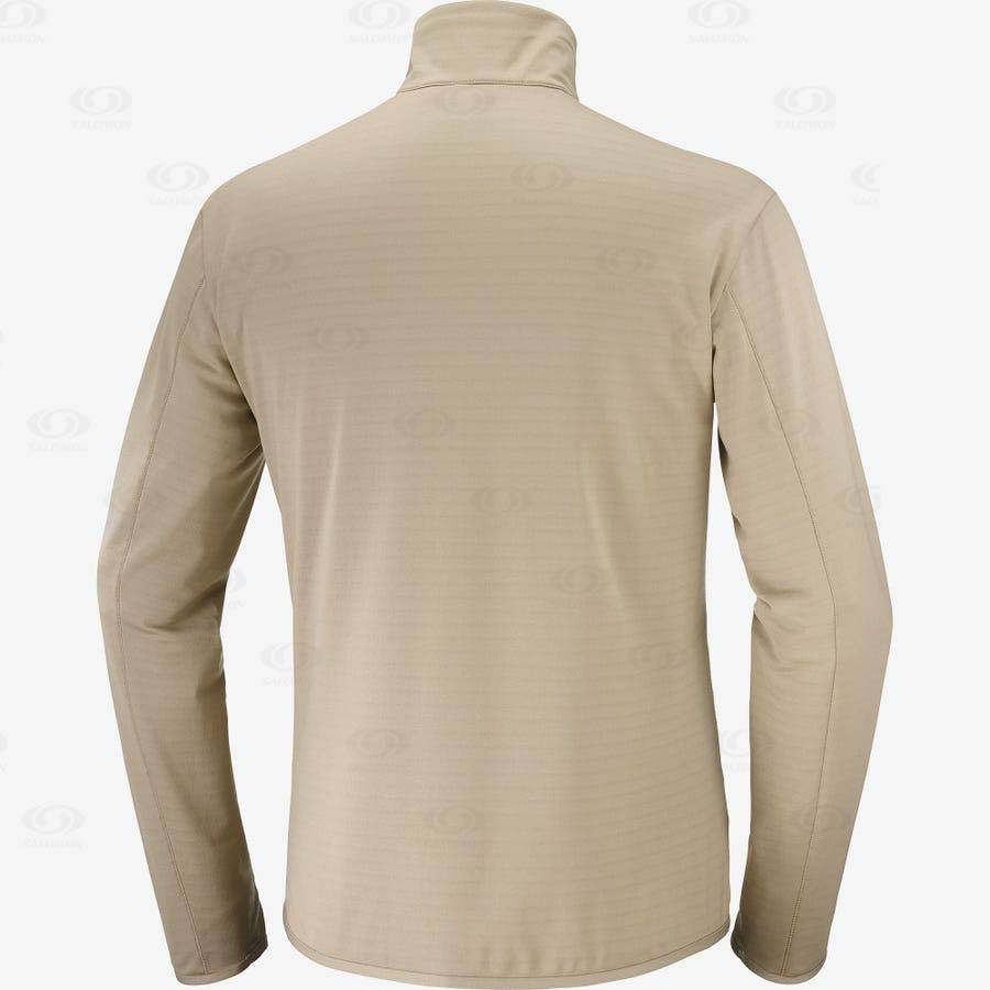 Beige Men's Salomon ESSENTIAL LIGHTWARM Hoodie | USA-N1029