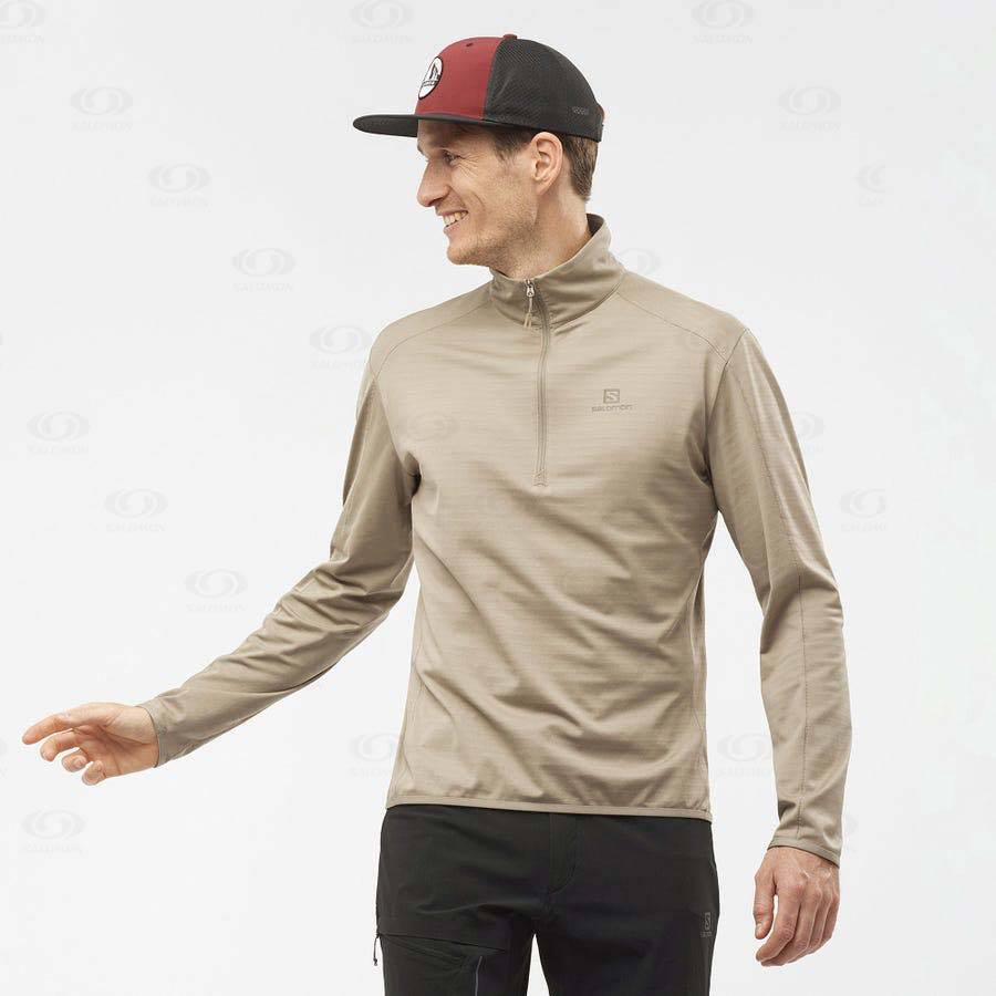 Beige Men's Salomon ESSENTIAL LIGHTWARM Hoodie | USA-N1029