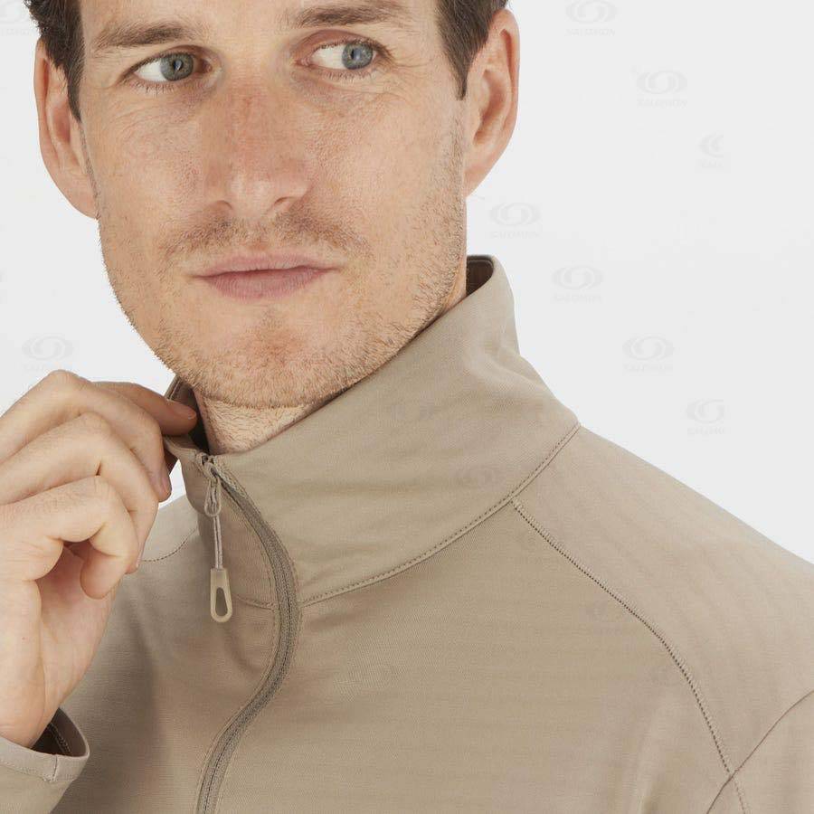 Beige Men's Salomon ESSENTIAL LIGHTWARM Hoodie | USA-N1029