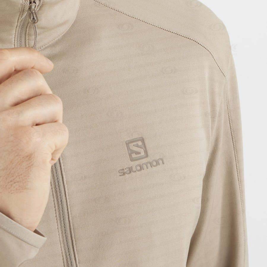 Beige Men's Salomon ESSENTIAL LIGHTWARM Hoodie | USA-N1029