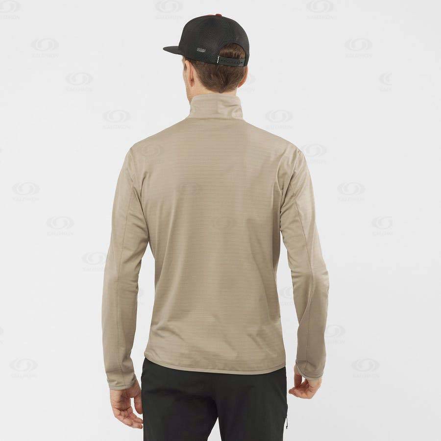 Beige Men's Salomon ESSENTIAL LIGHTWARM Hoodie | USA-N1029