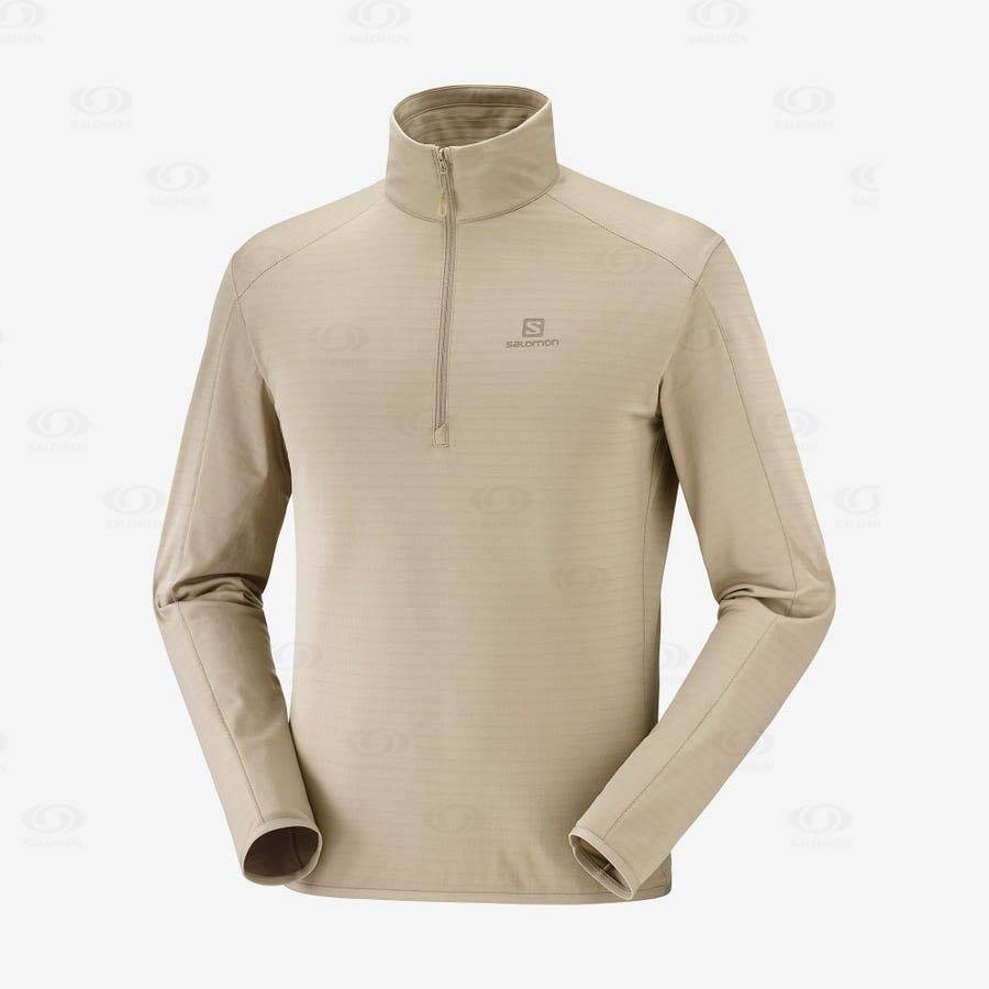 Beige Men\'s Salomon ESSENTIAL LIGHTWARM Hoodie | USA-N1029