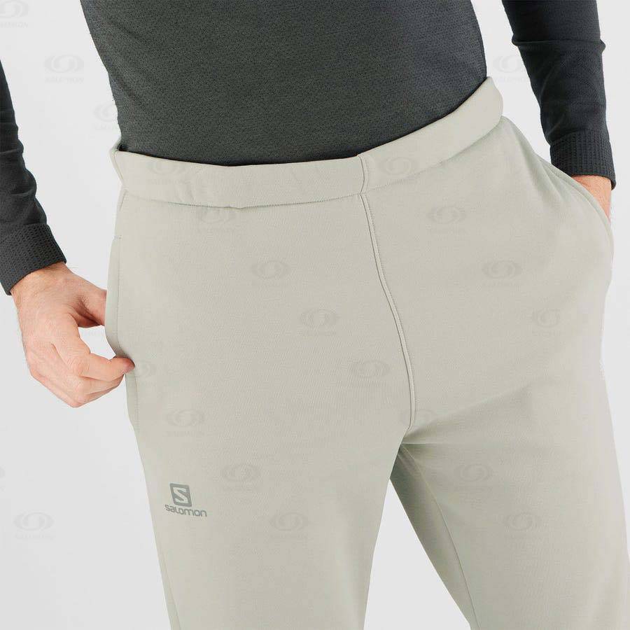 Beige Men's Salomon ESSENTIAL WARM FLEECE Pants | USA-L1627