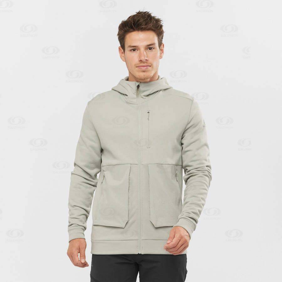 Beige Men's Salomon ESSENTIAL WARM FLEECE Hoodie | USA-O2412