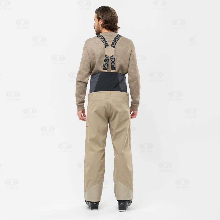 Beige Men's Salomon STANCE 3L BIB Ski Pants | USA-L1116