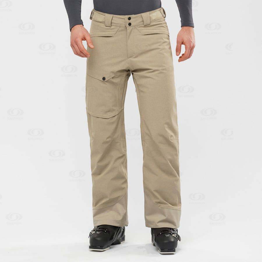 Beige Men's Salomon UNTRACKED Ski Pants | USA-S2276