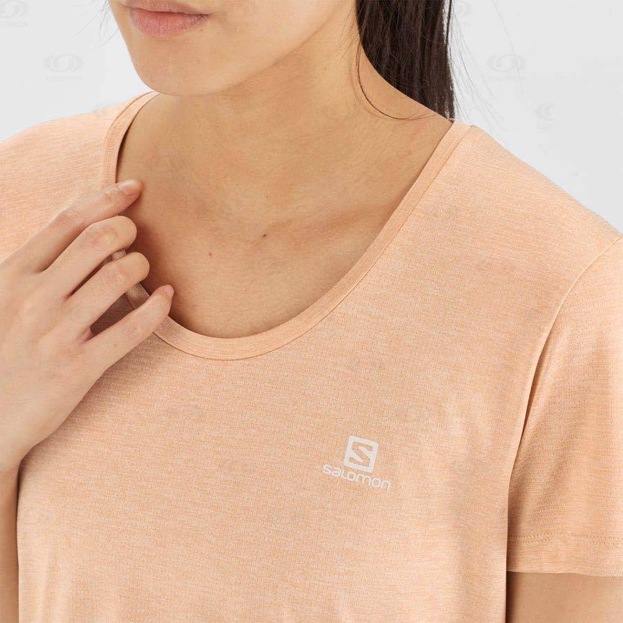 Beige Women's Salomon AGILE T Shirts | USA-A1451