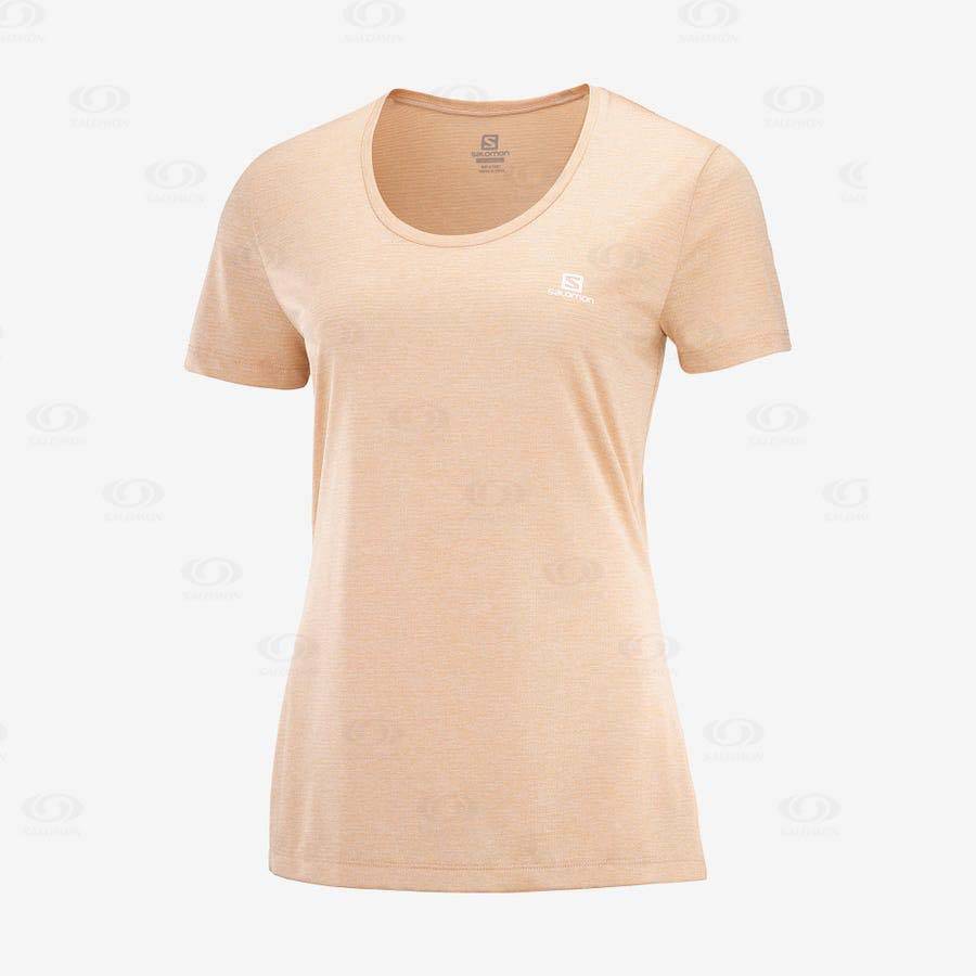 Beige Women\'s Salomon AGILE T Shirts | USA-A1451