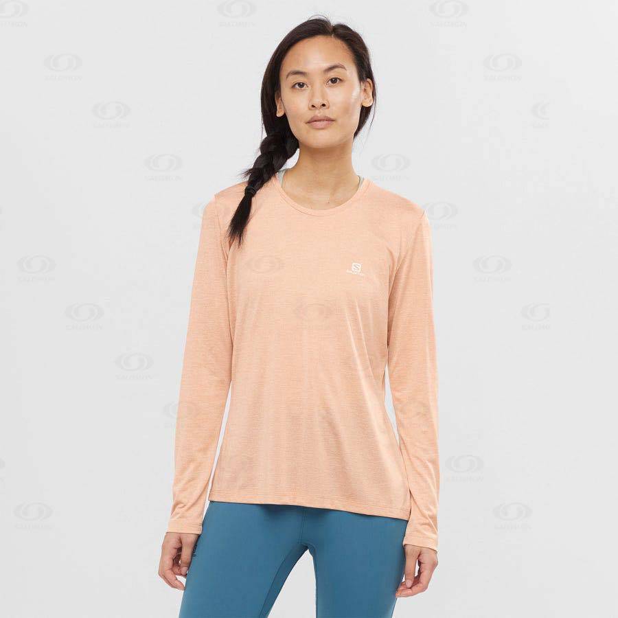 Beige Women's Salomon AGILE T Shirts | USA-N2093