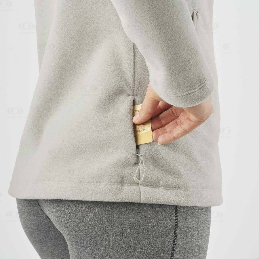 Beige Women's Salomon ESSENTIAL COSY FLEECE Hoodie | USA-S2297