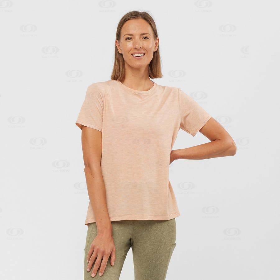 Beige Women's Salomon ESSENTIAL TENCEL T Shirts | USA-A1234