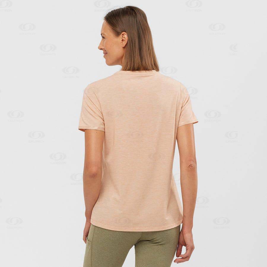 Beige Women's Salomon ESSENTIAL TENCEL T Shirts | USA-A1234