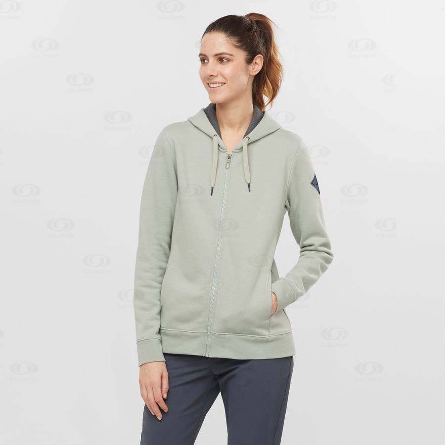 Beige Women's Salomon ESSENTIAL WARM SALOMON Hoodie | USA-S1065