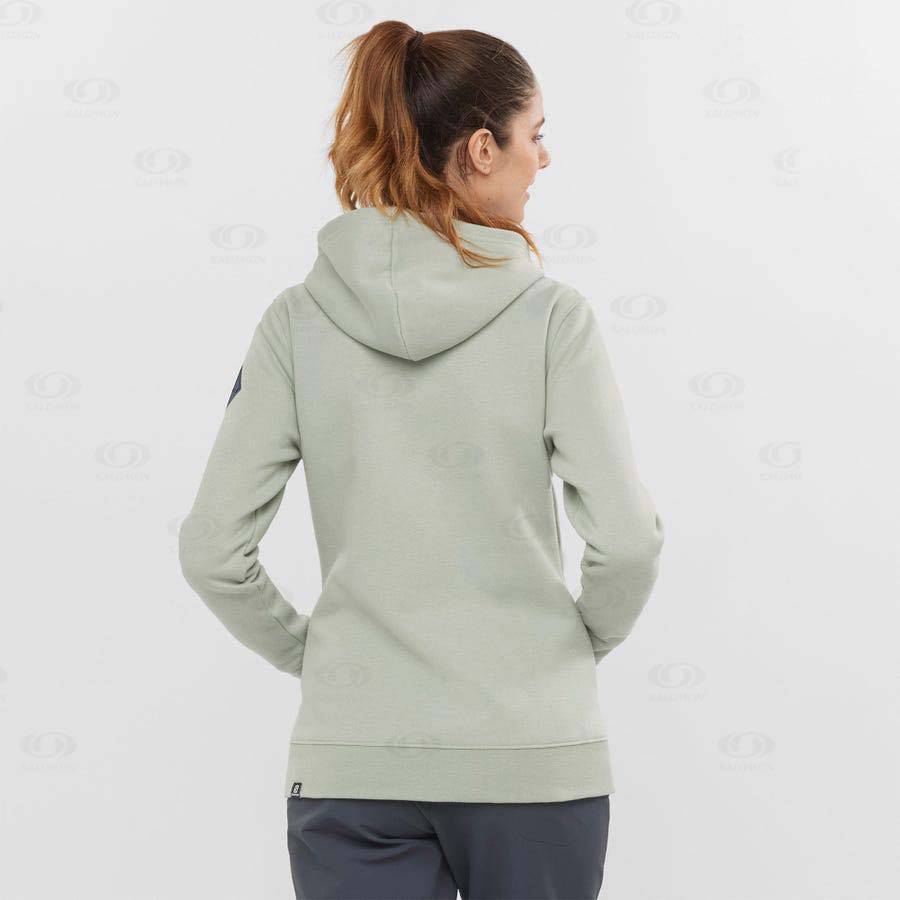 Beige Women's Salomon ESSENTIAL WARM SALOMON Hoodie | USA-S1065