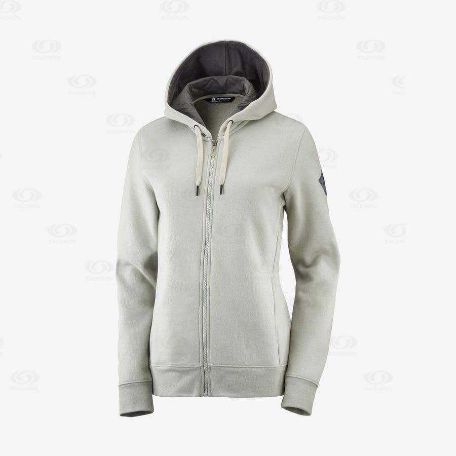 Beige Women\'s Salomon ESSENTIAL WARM SALOMON Hoodie | USA-S1065