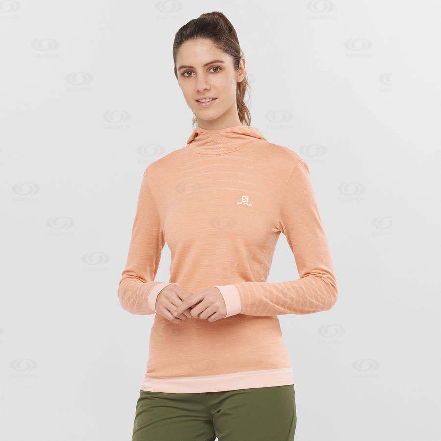 Beige Women's Salomon ESSENTIAL WOOL T Shirts | USA-S1912