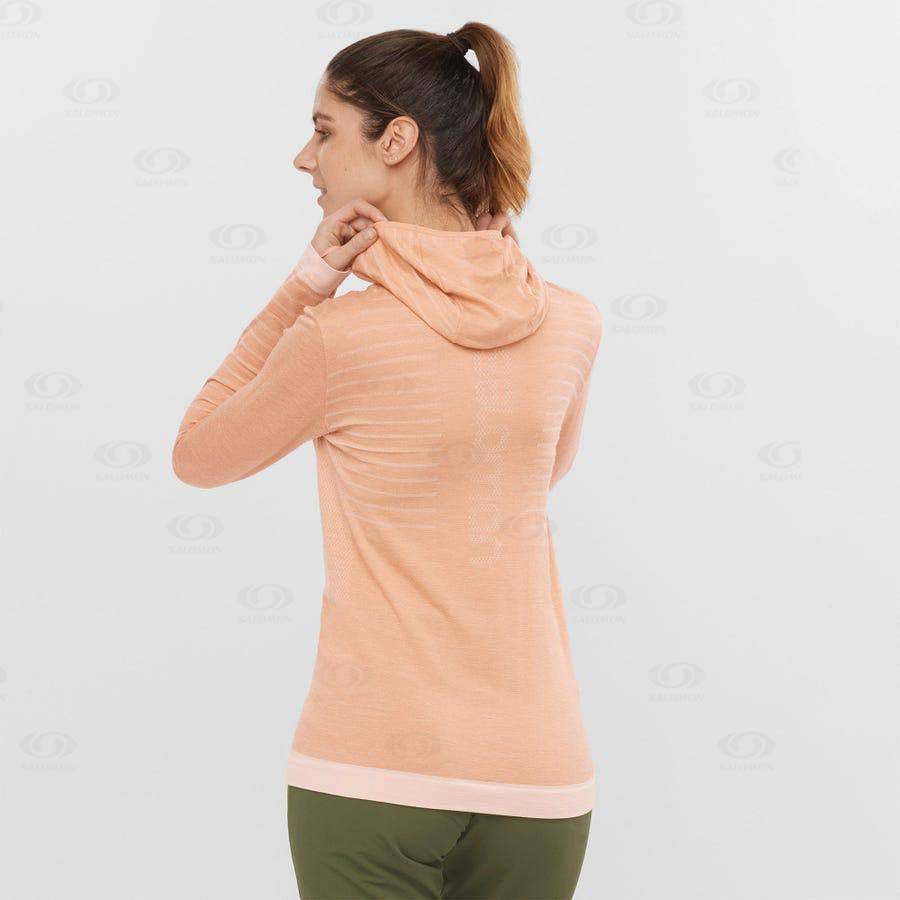 Beige Women's Salomon ESSENTIAL WOOL T Shirts | USA-S1912