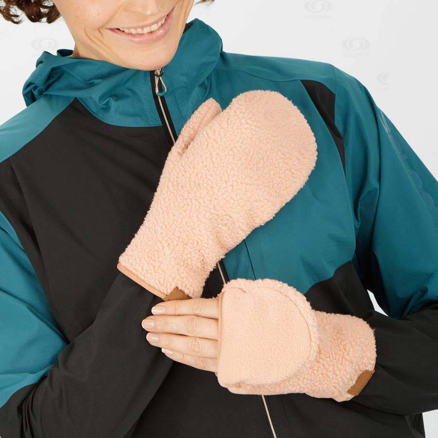 Beige Women's Salomon OUTLIFE FLEECE Gloves | USA-S1023