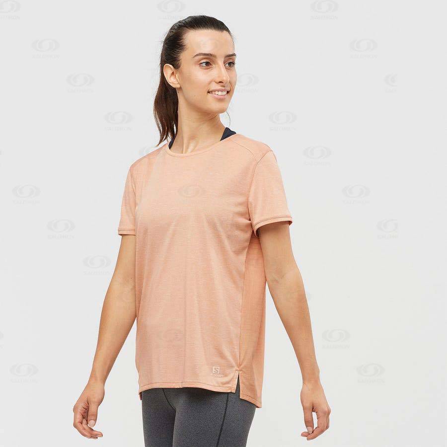 Beige Women's Salomon OUTLINE SUMMER T Shirts | USA-A1682