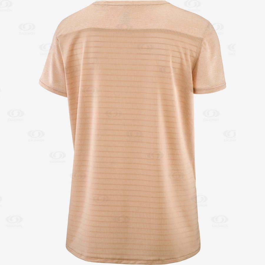 Beige Women's Salomon OUTLINE SUMMER T Shirts | USA-A1682