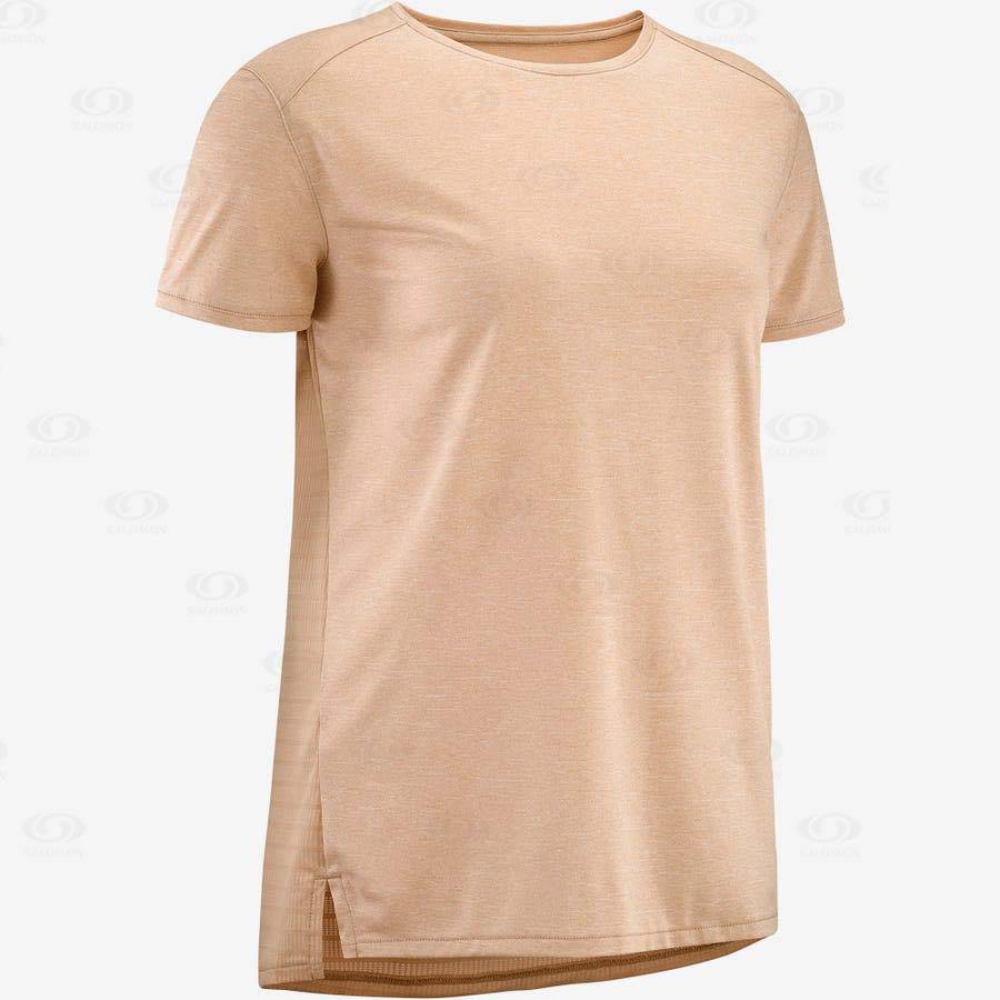 Beige Women's Salomon OUTLINE SUMMER T Shirts | USA-A1682