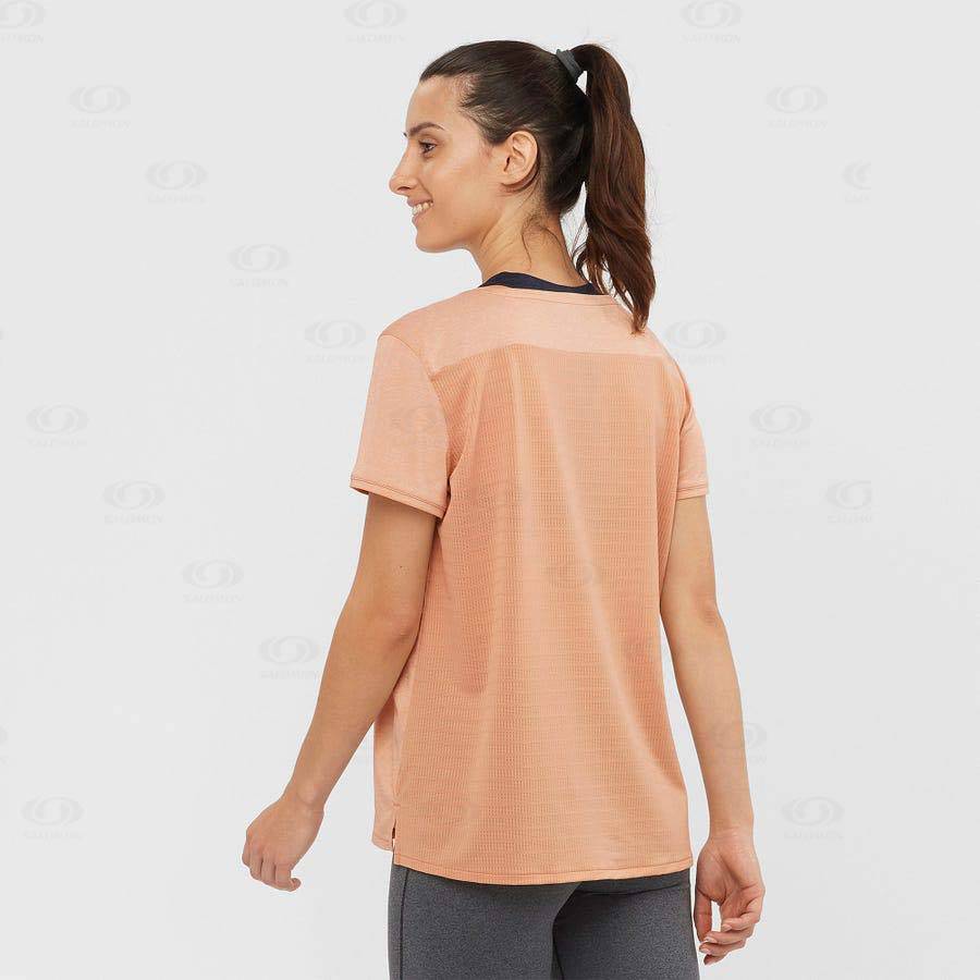 Beige Women's Salomon OUTLINE SUMMER T Shirts | USA-A1682