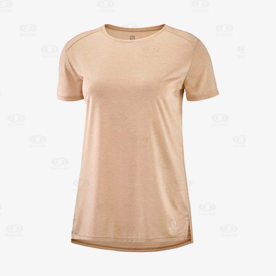 Beige Women\'s Salomon OUTLINE SUMMER T Shirts | USA-A1682