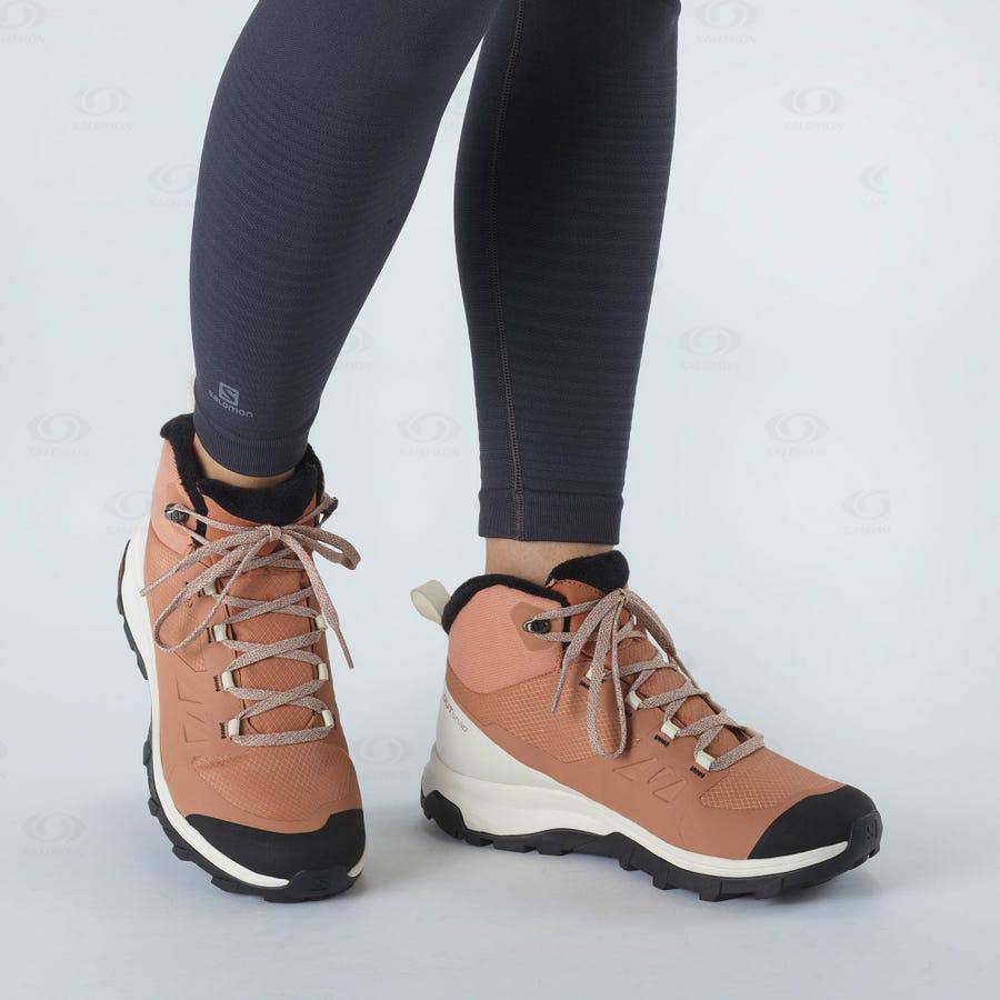 Beige Women's Salomon OUTSNAP CLIMASALOMON™ Waterproof Boots | USA-N2016