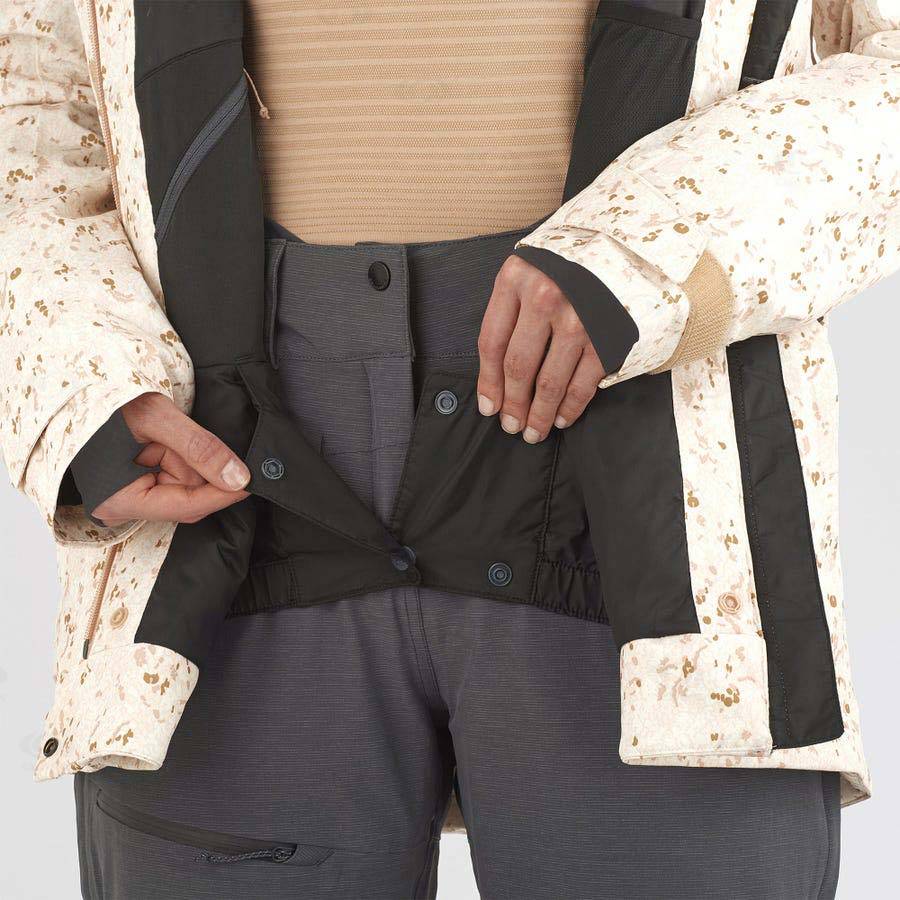 Beige Women's Salomon STANCE CARGO Ski Jackets | USA-A2193