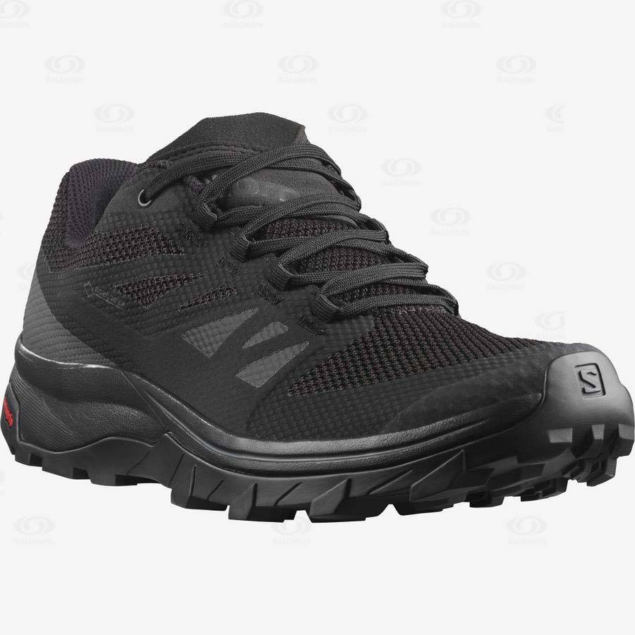 Black / Black Men's Salomon OUTLINE GORE-TEX Hiking Shoes | USA-M1832