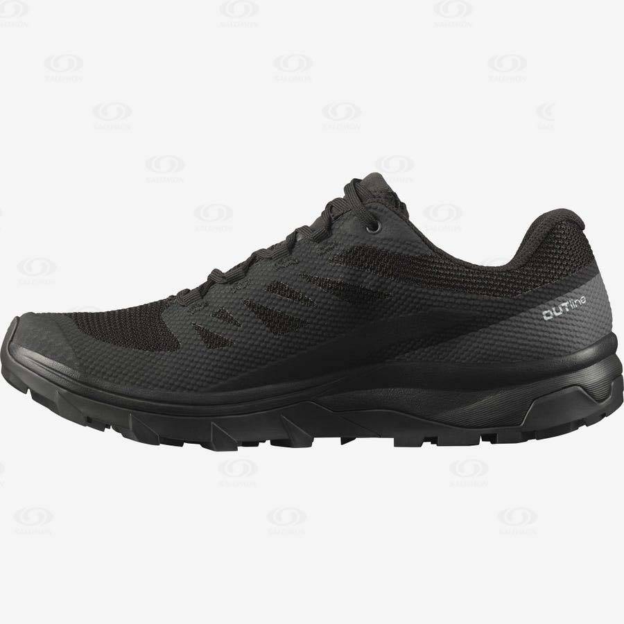 Black / Black Men's Salomon OUTLINE GORE-TEX Hiking Shoes | USA-M1832