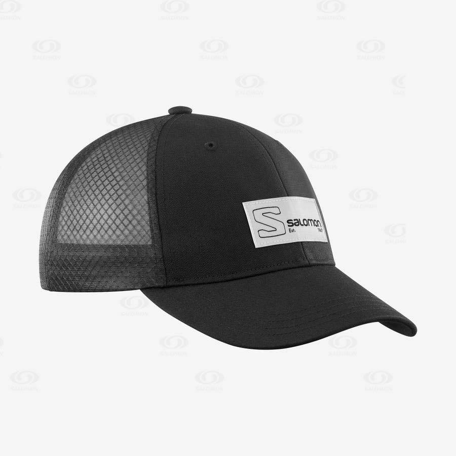 Black / Black Men\'s Salomon TRUCKER Hats | USA-M1454