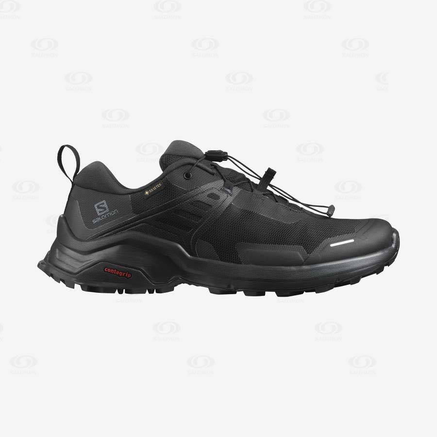 Black / Black Men\'s Salomon X RAISE GORE-TEX Hiking Shoes | USA-M1118