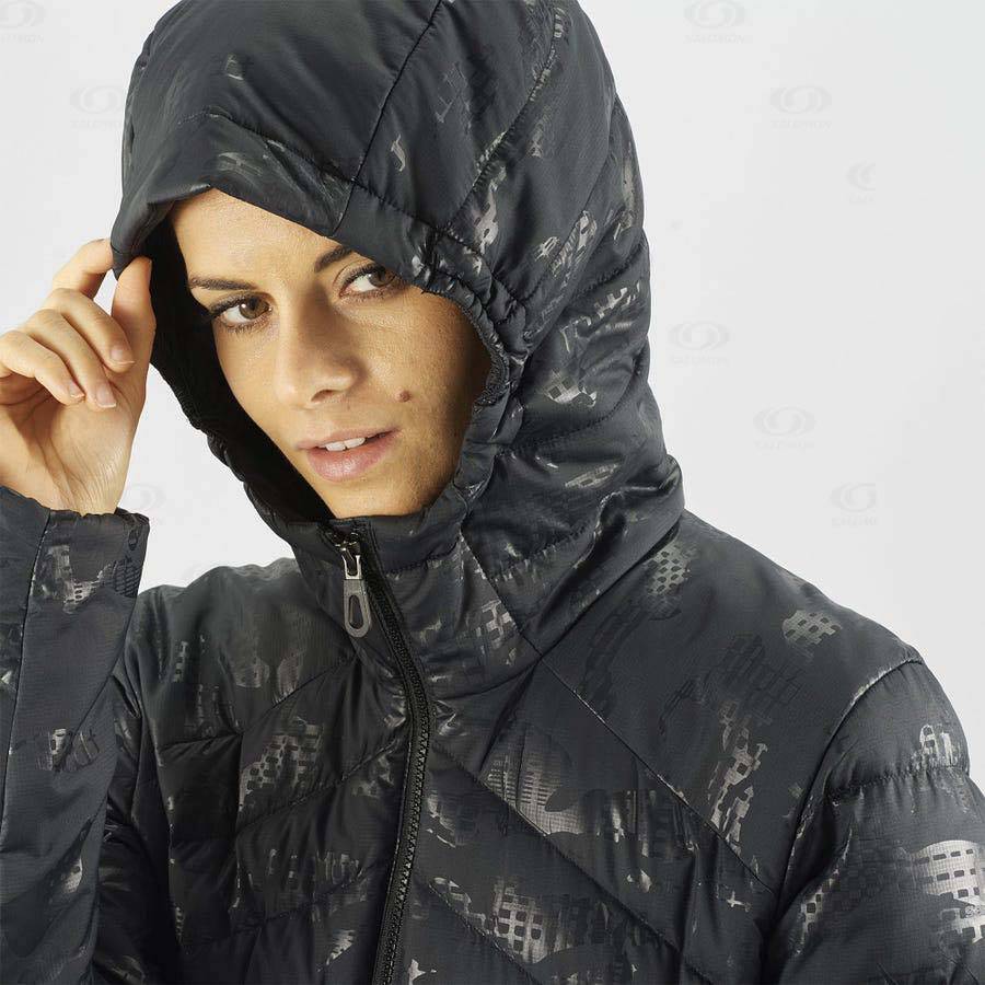 Black / Black Women's Salomon ESSENTIAL XWARM DOWN Insulated Jackets | USA-L1039