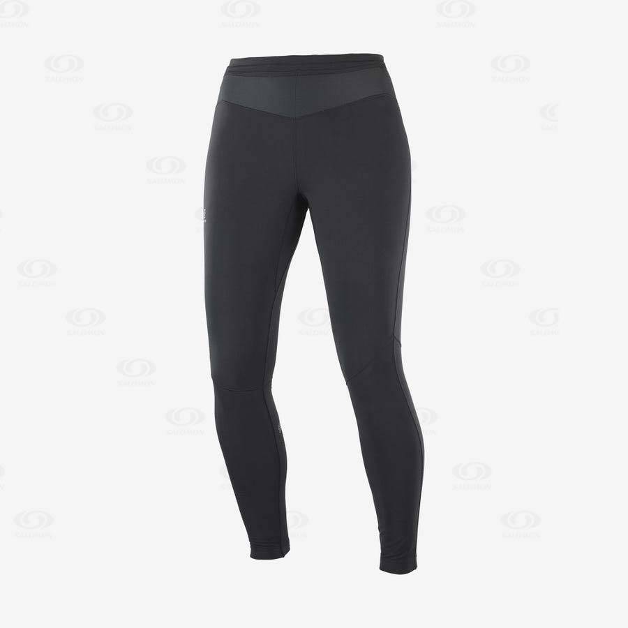 Black / Black Women\'s Salomon XA WARM Running Tights | USA-A2137