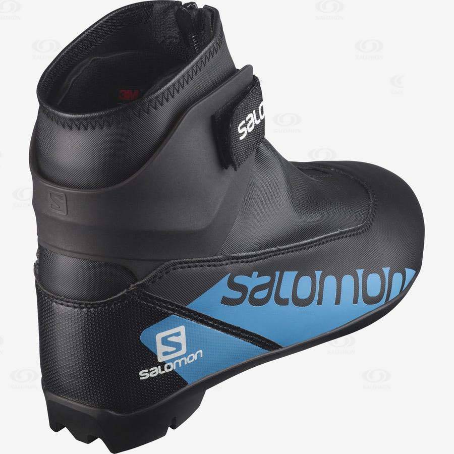 Black / Blue Kids' Salomon R/COMBI JUNIOR PROLINK Ski Boots | USA-N1113