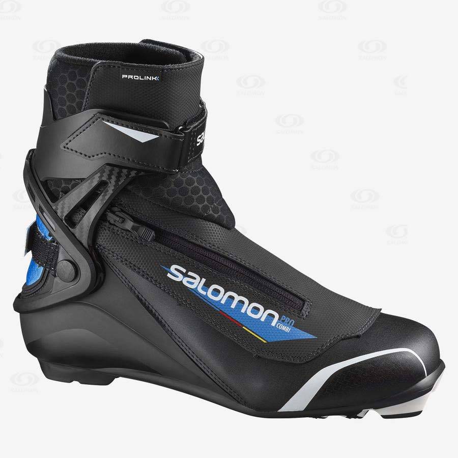 Black / Blue Men\'s Salomon PRO COMBI PROLINK Ski Boots | USA-O1460