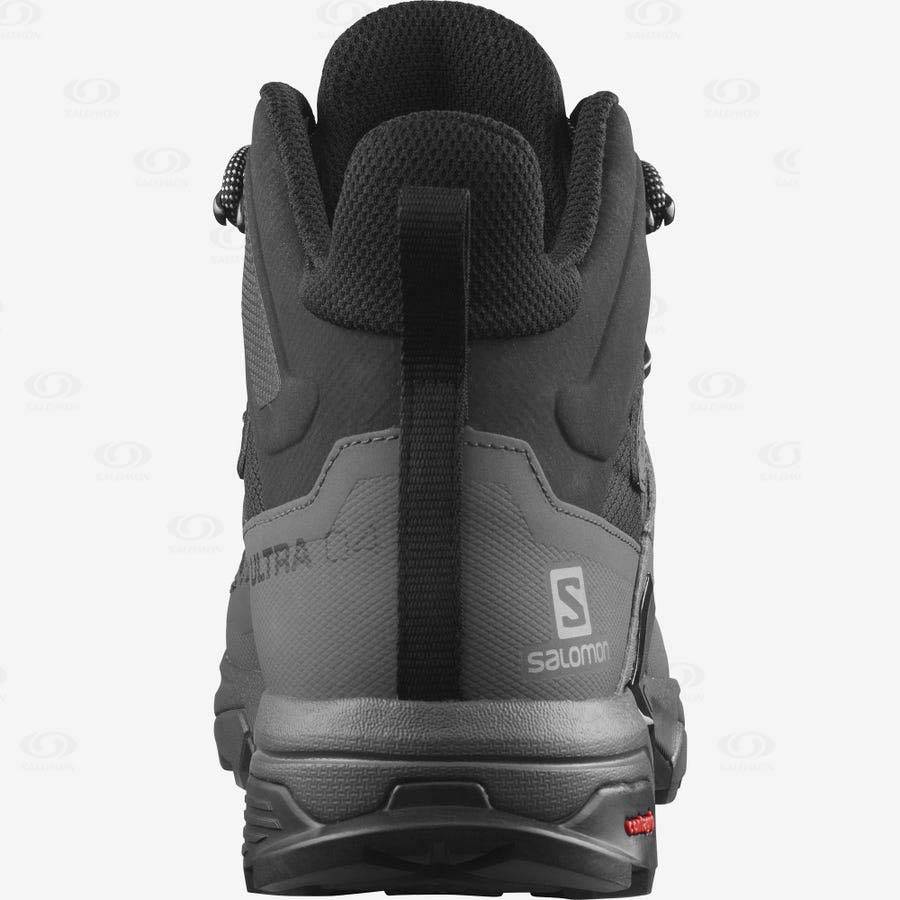 Black / Blue Men's Salomon X ULTRA 4 MID WIDE GORE-TEX Hiking Shoes | USA-W1110