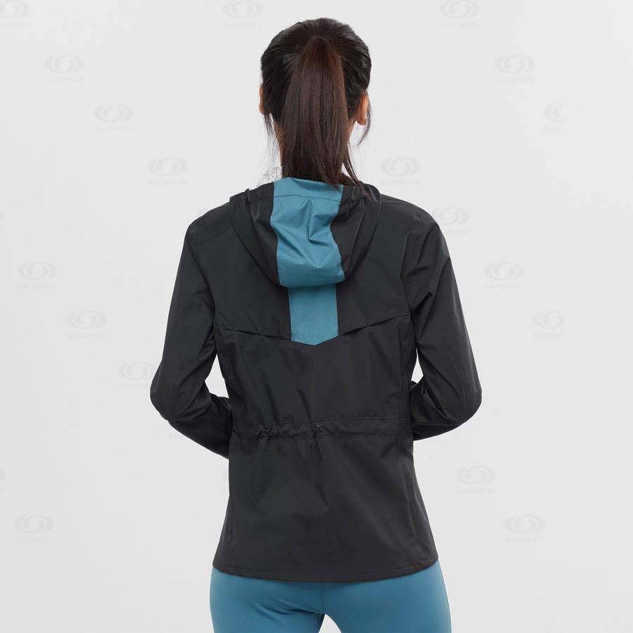 Black / Blue Women's Salomon BONATTI WATERPROOF Waterproof Jackets | USA-W3670