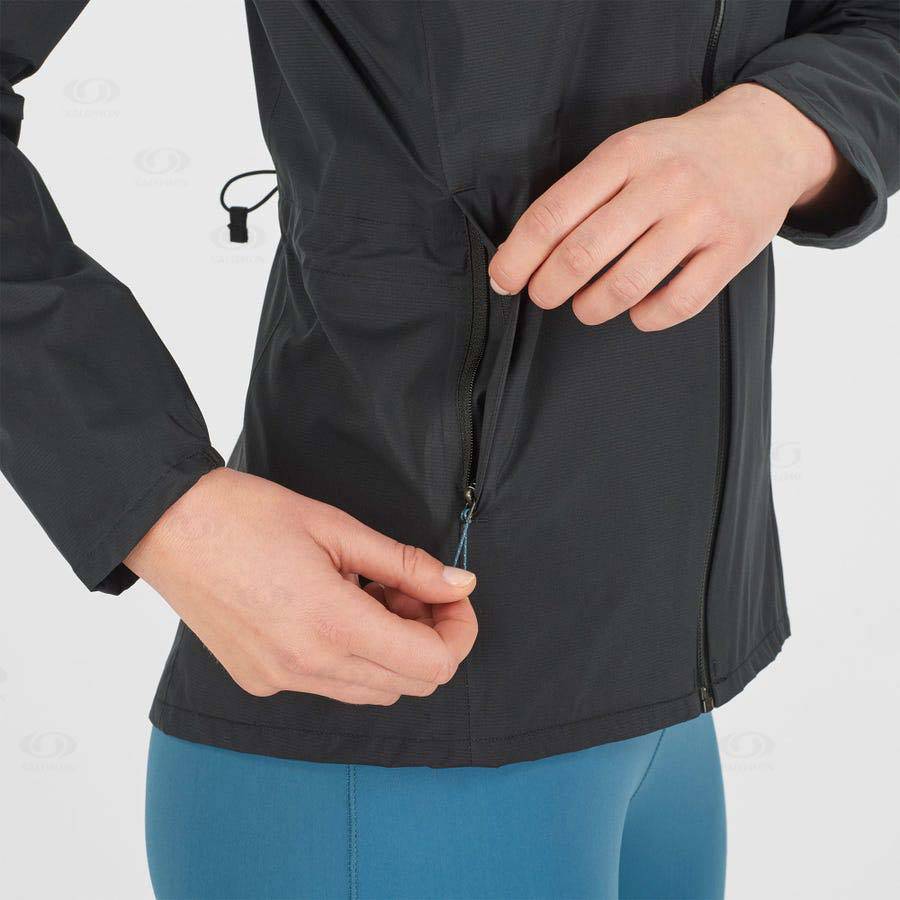 Black / Blue Women's Salomon BONATTI WATERPROOF Waterproof Jackets | USA-W3670