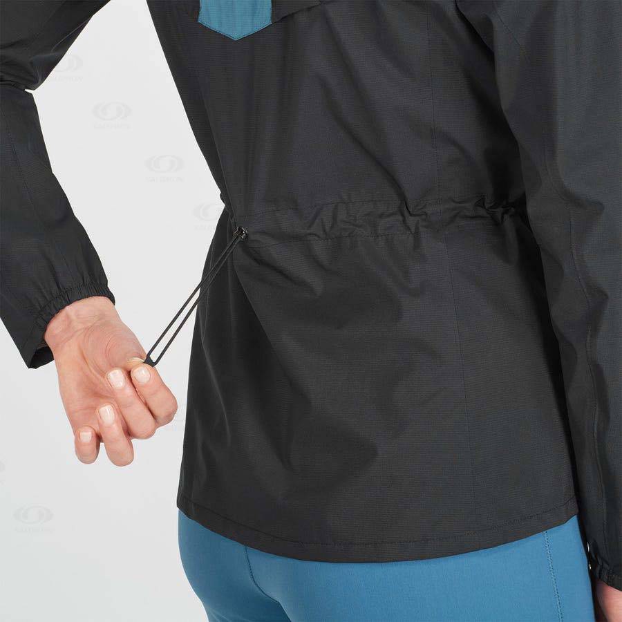 Black / Blue Women's Salomon BONATTI WATERPROOF Waterproof Jackets | USA-W3670