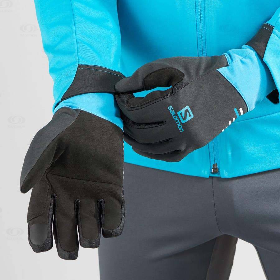 Black / Blue Women's Salomon EQUIPE Gloves | USA-N1176