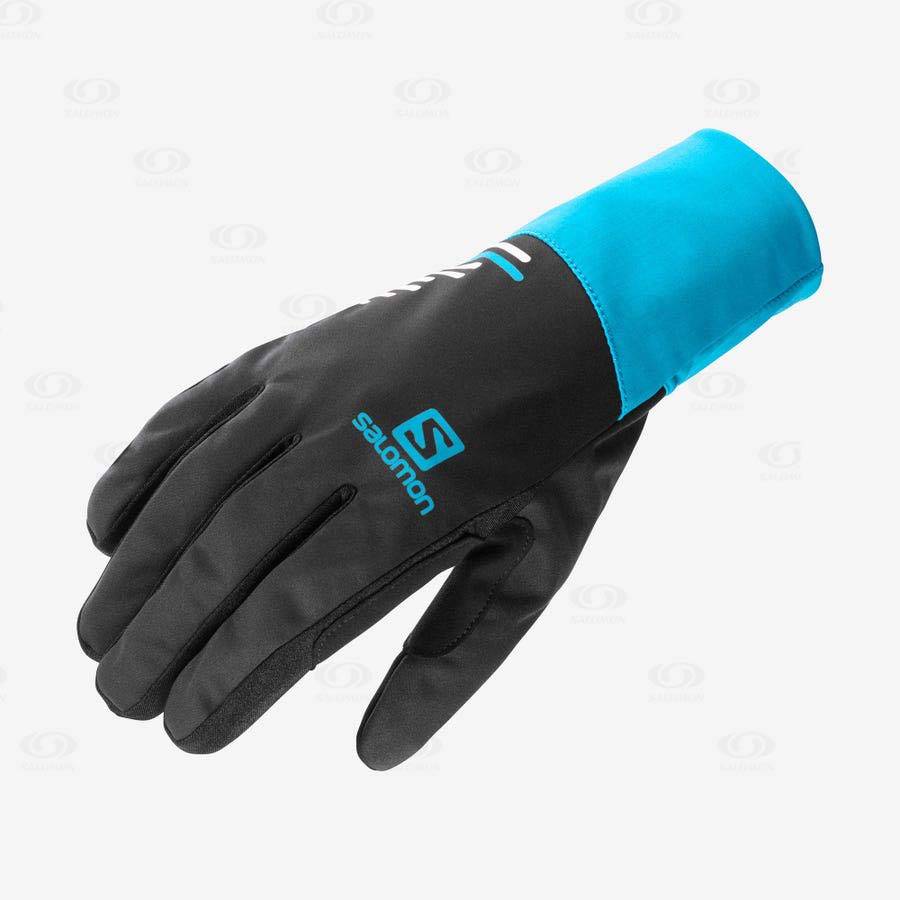 Black / Blue Women\'s Salomon EQUIPE Gloves | USA-N1176