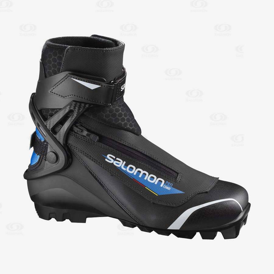 Black / Blue Women\'s Salomon PRO COMBI PILOT Ski Boots | USA-W1310