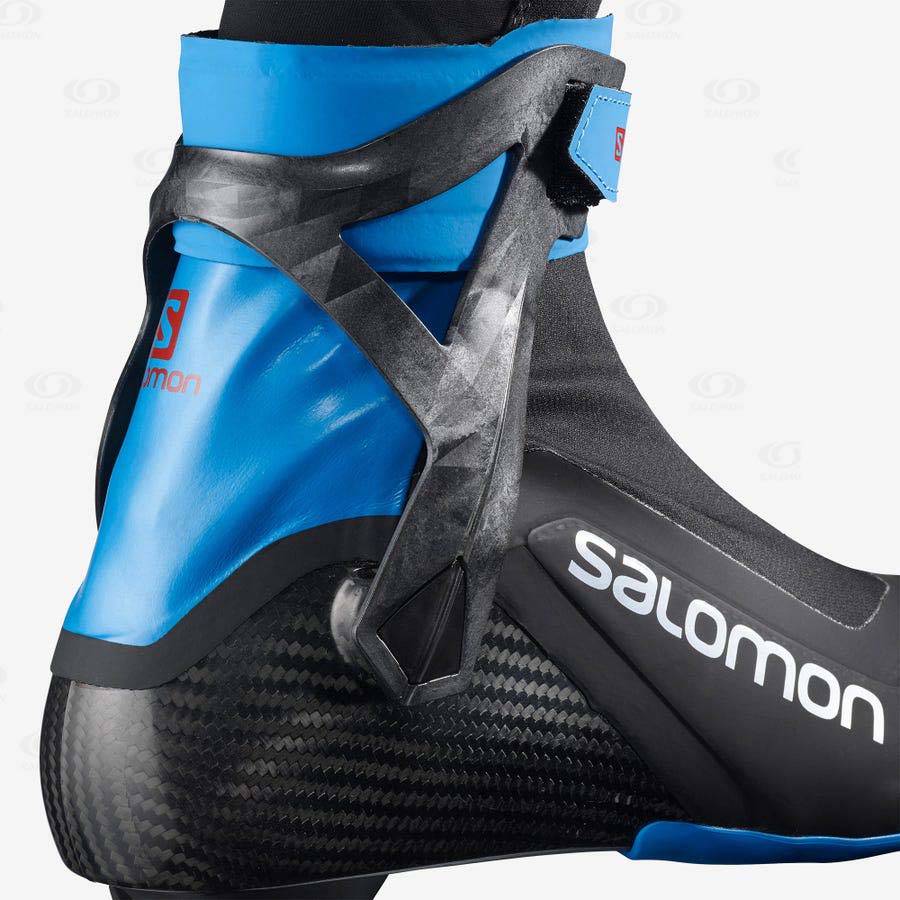 Black / Blue Women's Salomon S/LAB CARBON SKATE PROLINK Ski Boots | USA-O1693