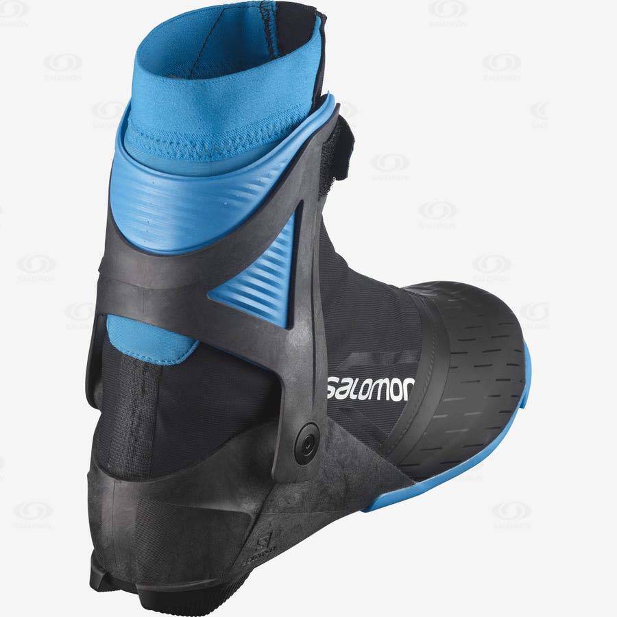 Black / Blue Women's Salomon S/MAX CARBON SKATE MV PROLINK Ski Boots | USA-M1881