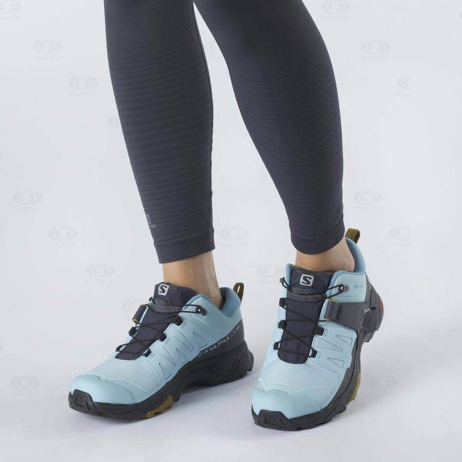 Black / Blue Women's Salomon X ULTRA 4 GORE-TEX Waterproof Shoes | USA-A1710