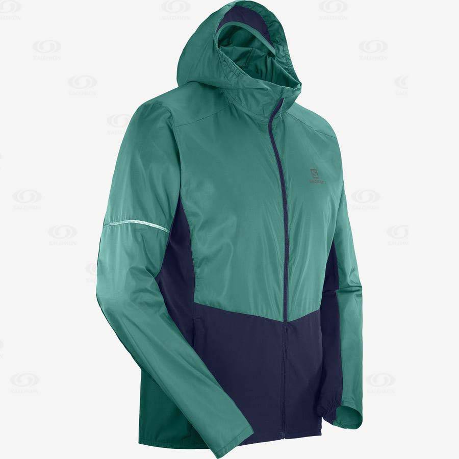 Black / Green Men's Salomon AGILE WIND Windbreaker | USA-W2980