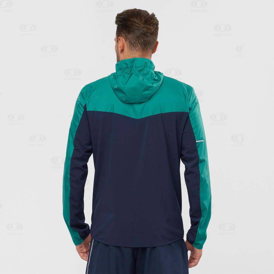 Black / Green Men's Salomon AGILE WIND Windbreaker | USA-W2980