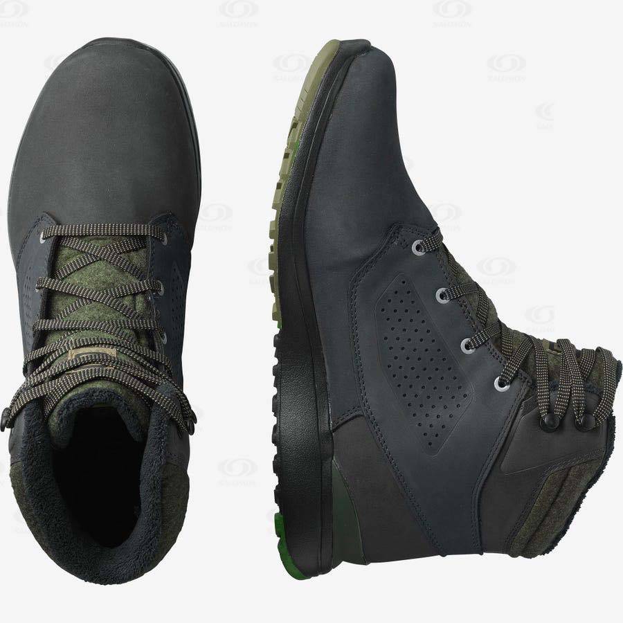 Black / Green Men's Salomon UTILITY WINTER CLIMASALOMON™ Waterproof Boots | USA-A1164